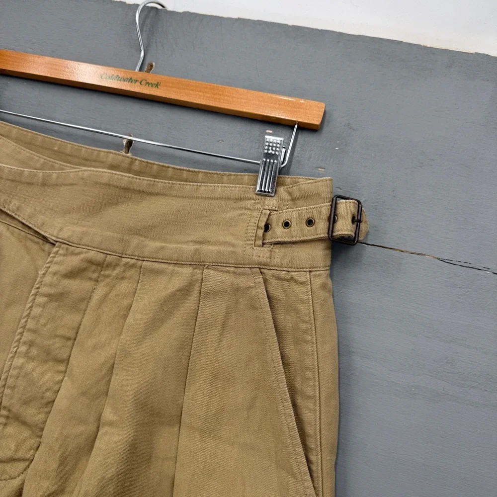Banana Republic Explorer Cargo Pants Tan Pleated High Waist Linen Blend 10